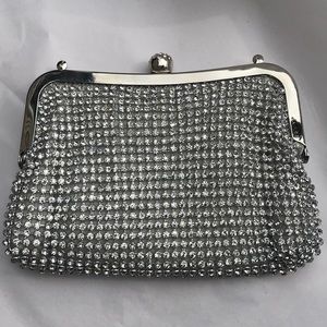 Silver crystal embellished clutch